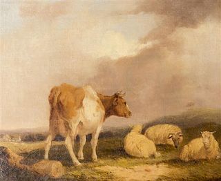 William Shayer, (English, 19th Century), Cattle and Sheep in Landscape, 1846 (together with a matching work, unsigned)