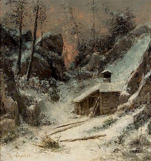 Attributed to Gustave Courbet, (French, 1819-1877), Effet de Neige, c. 1870