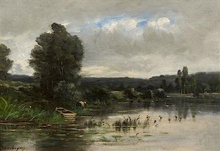 Charles Francois Daubigny, (French, 1817-1878), Riverscape