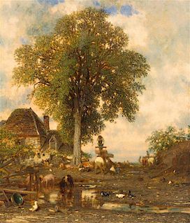 Jules Dupre, (French, 1811-1889), Farmyard