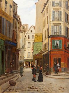Louis Ernest Guille, (French, 19th century), Rue de Paris, 1880