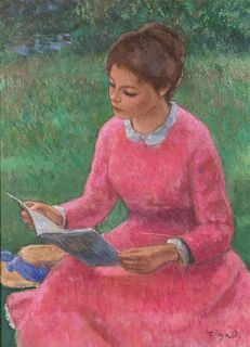 Francois Gall, (French, 1912-1987), Reading in a Field