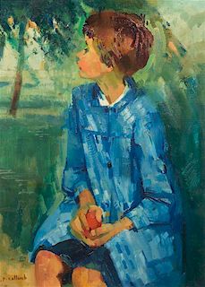 * Paul Collomb, (French, b. 1921), Boy with Apple