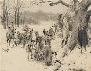 Frank Dadd, (British, 1874-1949), Bringing Home the Christmas Tree, 1912