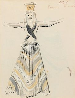 * Christian Berard, (French, 1902-1949), Costume Design Sketches The Seventh Symphony, 1938 A Group of four costume designs, lik