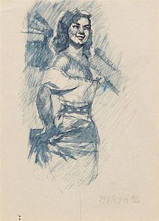 Reginald Marsh, (American, 1898-1954), Portrait of a Lady