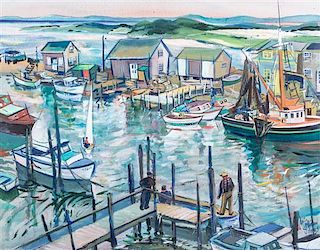 * Lois Mailou Jones, (American, 1905-1998), Harbor Scene