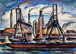 George Josimovich, (American, 1894-1986), Steel Mills - South Chicago