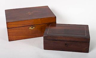 Two Victorian  inlaid wood dresser boxes