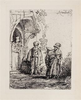 Rembrandt van Rijn, (Dutch, 1606-1669), Three Oriental figures (Jacob and Laban?), 1641