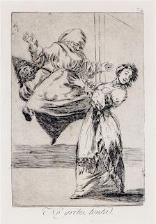 Francisco de Goya, (Spanish, 1746-1828), No grites, tonta (pl. 74 from Los caprichos), c. 1881