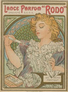 * Alphonse Mucha, (Czech, 1860-1939), Lance Parfum "Rodo", 1896 (variation for advertisement card)