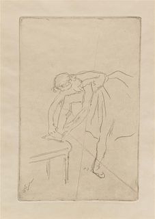 Edgar Degas, (French, 1834-1917), Danseuse mettant son chausson, 1880