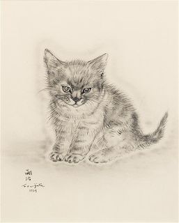 Leonard Tsuguharu Foujita, (French, 1886-1968), Untitled (from A Book of Cats), 1930