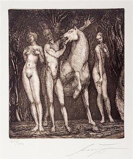 Ernst Fuchs, (Austrian, 1930-2015), Mythologische Szene, 1976