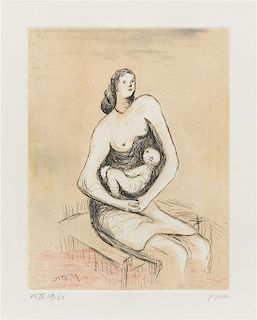 Henry Moore, (British, 1898-1986), Mother and Child III, 1983