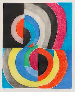 Sonia Delaunay-Terk, (Ukrainian, 1885-1979), Untitled (Composition with Semi-Circles), 1969