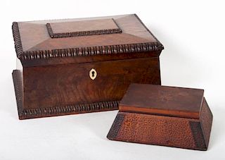 Two Victorian wood jewelry boxes