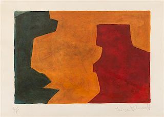 Serge Poliakoff, (Russian, 1906-1969), Composition verte, orange et lie-de-vin from 10 Lithographies, 1966