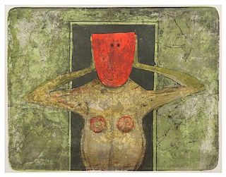 Rufino Tamayo, (Mexican, 1899-1991), Mascara Roja (from Mujeres), 1969