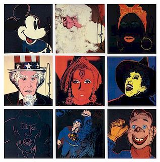 Andy Warhol, (American, 1928-1987), Myths, 1981 (set of ten announcement cards)