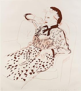 David Hockney, (English, b. 1937), Celia Pondering from A Series of Hand Drawn Lithographs, 1980