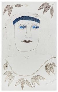 Lee Godie, (American, 1908-1994), Untitled (Lady with Blue Headband)
