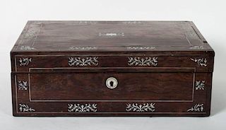 Anglo-Indian inlaid rosewood traveling desk