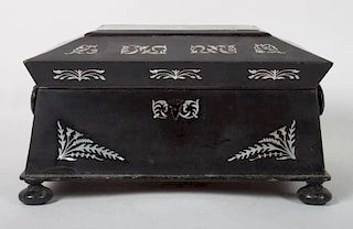 Victorian ebonized wood sewing box