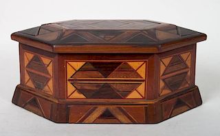 American vernacular parquetry sewing box
