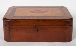 American Victorian mixed wood sewing box