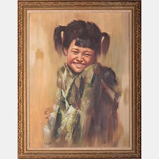 After Lee Man Fong (1913-1988) Portrait of a Young Girl, Oil on canvas,