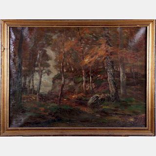 John Semon (1852-1917) Autumn Forest Scene, Oil on canvas,