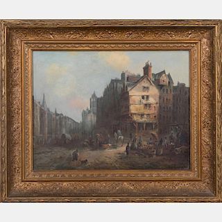 Attributed to Morten Muller (1828-1911) Continental City Scene, Oil on board,