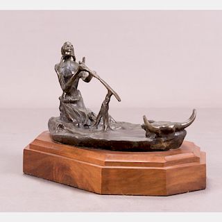 After Charles Marion Russell (1864-1926) Preserving the Spirits of the Past, Bronze,