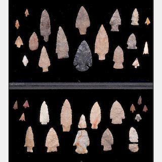 A Collection of Thirty-Five Native American Arrowheads, 20th Century.