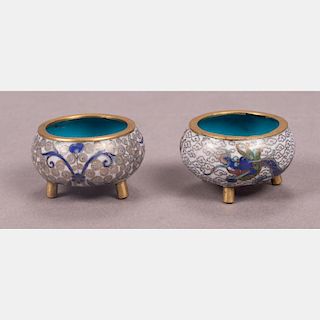 A Pair of Chinese Cloisonné Salts, 20th Century.