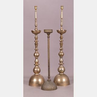 A Group of Three Japanese Candlesticks, 20th Century.