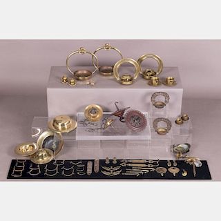 A Miscellaneous Collection of Japanese Brass and Copper Fittings, Meiji and Showa Periods.