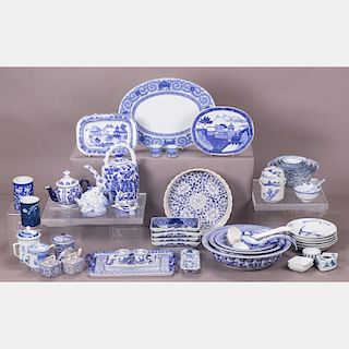 A Miscellaneous Collection of Chinese Blue and White Porcelain Decorative and Serving Items, 20th Century