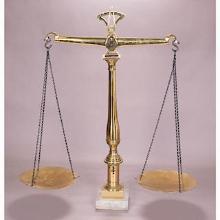 A Large Continental Brass Balance, 19th Century,