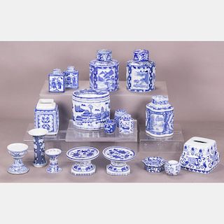 A Miscellaneous Collection of Chinese Blue and White Porcelain Serving and Decorative Items, 20th Century.