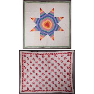 Two American Appliqué Quilts, 20th Century,
