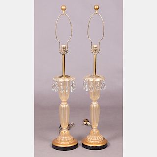 A Pair of Murano Glass Table Lamps, 20th Century.