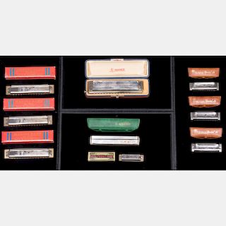 A Collection of Nine Vintage Harmonicas by M. Hohner's, Germany, 20th Century,