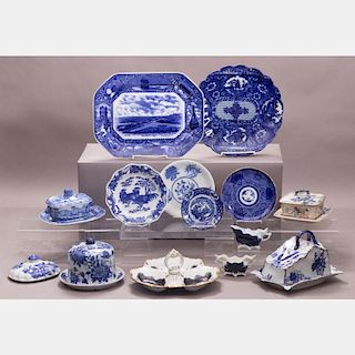 A Miscellaneous Collection of Blue and White Porcelain Decorative and Serving Items, 20th Century,