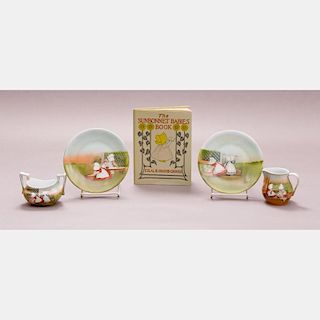 A Group of Four Royal Bayreuth Porcelain Serving Items in the Sunbonnet Babies Pattern, 20th Century,