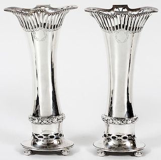 ENGLISH STERLING VASES BY WILLIAM COMYNS & SONS