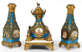 FRENCH BLUE OPALINE GLASS PERFUME BOTTLES 19TH C.
