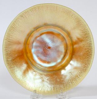 L. C. TIFFANY GOLD FAVRILE GLASS FOOTED BOWL